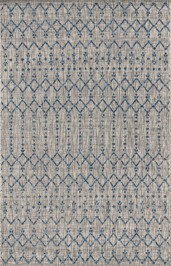HomeRoots 6' x 9' Light Gray & Navy Trellis Rug - Indoor/Outdoor, Durable, Easy-Care, Stylish Design for All Spaces 704380