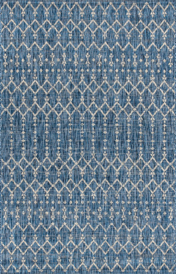 HomeRoots 6' X 9' Navy Blue & Light Gray Trellis Area Rug - Stylish, Durable, Indoor/Outdoor Versatile Accent 704382