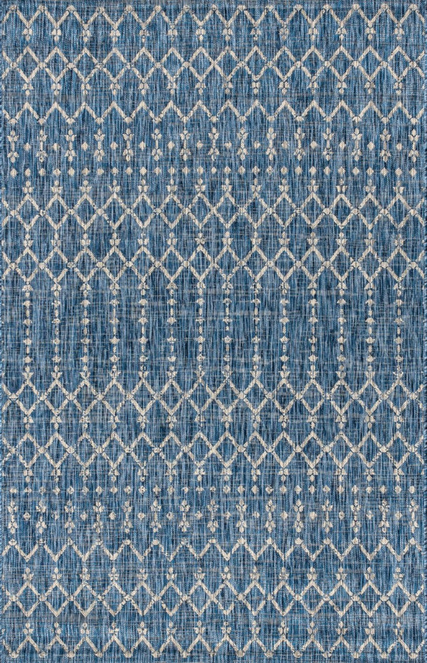 HomeRoots 6' X 9' Navy Blue & Light Gray Trellis Area Rug - Stylish, Durable, Indoor/Outdoor Versatile Accent 704382