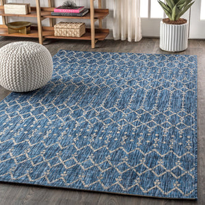 HomeRoots 6' X 9' Navy Blue & Light Gray Trellis Area Rug - Stylish, Durable, Indoor/Outdoor Versatile Accent 704382