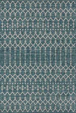 HomeRoots 6' Teal Blue and Gray Trellis Area Rug - Stylish Indoor/Outdoor Solution for Modern Spaces & Durability 704385