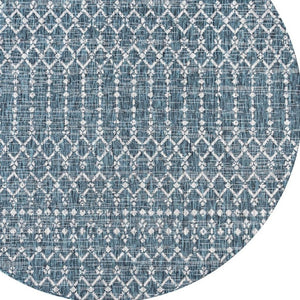 HomeRoots 9' Teal Blue and Gray Round Trellis Rug – Modern Indoor/Outdoor Area Rug for Stylish Spaces 704390