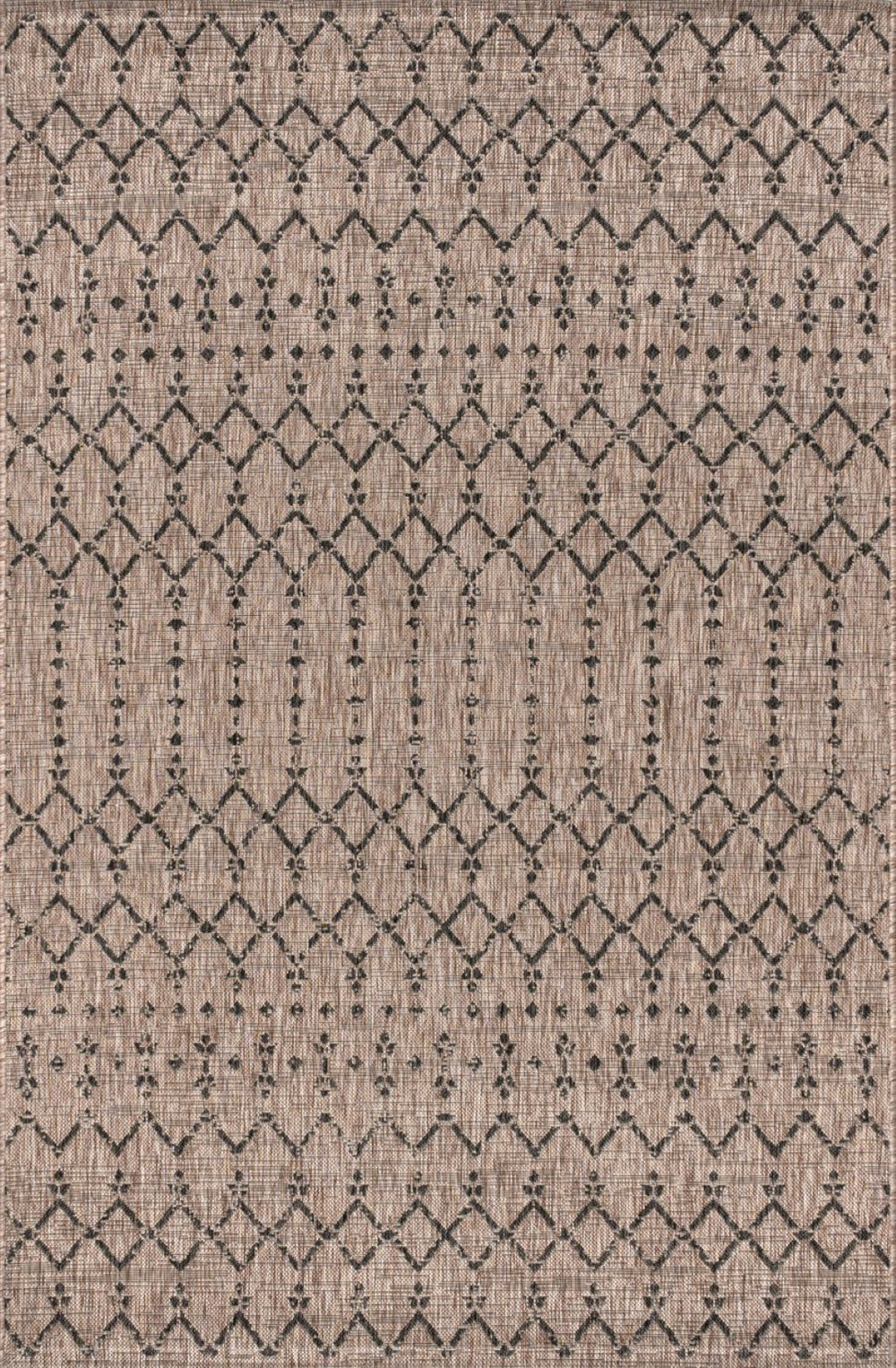 HomeRoots 10' X 14' Trellis Area Rug – Durable Indoor/Outdoor Design in Natural & Black for Stylish Spaces 704392