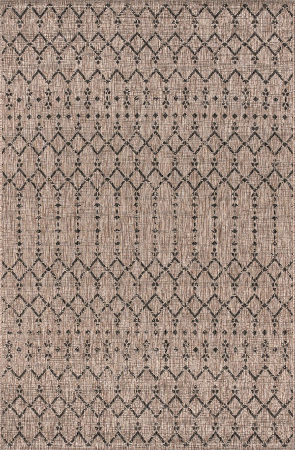 HomeRoots 10' X 14' Trellis Area Rug – Durable Indoor/Outdoor Design in Natural & Black for Stylish Spaces 704392