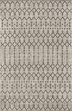 HomeRoots 10' Light Gray & Black Trellis Area Rug - Durable Indoor/Outdoor Design for Elegance & Versatility 704394