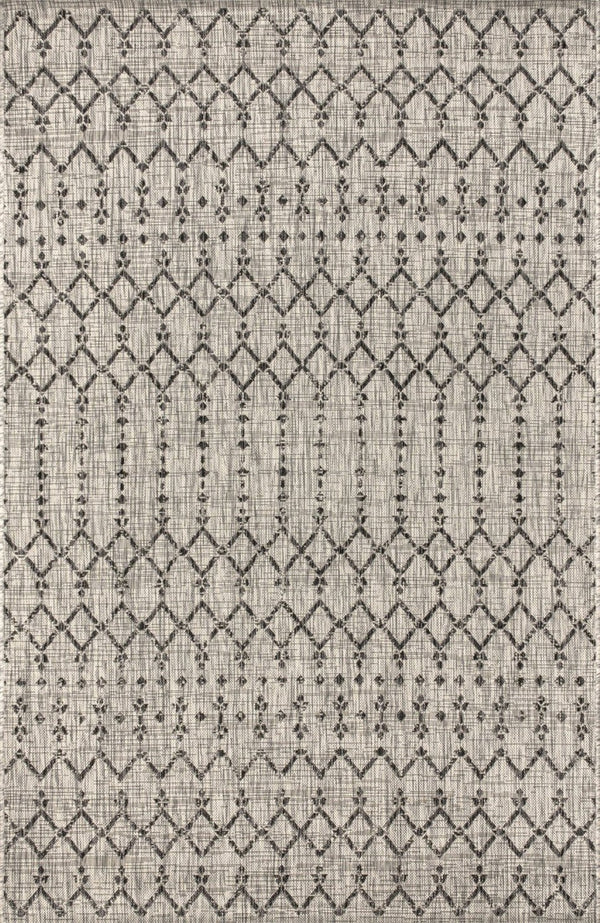 HomeRoots 10' Light Gray & Black Trellis Area Rug - Durable Indoor/Outdoor Design for Elegance & Versatility 704394