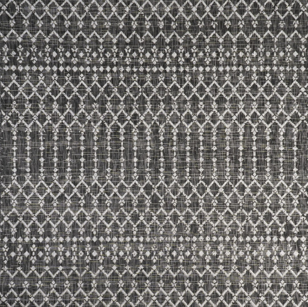 HomeRoots 6' Black and Gray Square Trellis Area Rug - Stylish, Durable, and Versatile for Indoor & Outdoor Spaces 704400