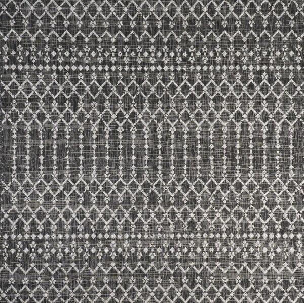 HomeRoots 6' Black and Gray Square Trellis Area Rug - Stylish, Durable, and Versatile for Indoor & Outdoor Spaces 704400