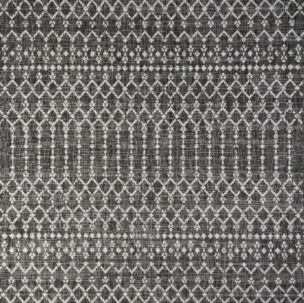 HomeRoots 6' Black and Gray Square Trellis Area Rug - Stylish, Durable, and Versatile for Indoor & Outdoor Spaces 704400