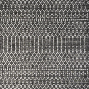 HomeRoots 9' Square Trellis Rug - Modern Black & Gray Indoor/Outdoor Area Rug for Stylish Spaces & Durability 704404