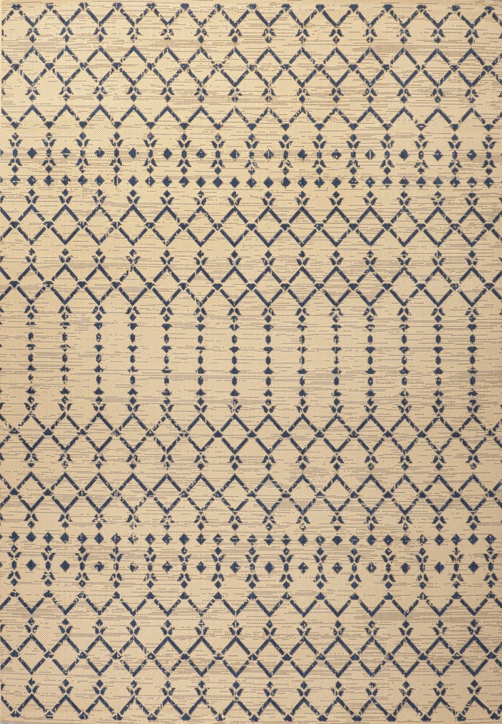 HomeRoots 6' X 9' Trellis Beige and Navy Blue Rug – Durable Indoor/Outdoor Design Perfect for Any Space! 704407