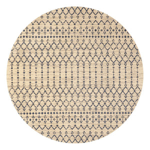 HomeRoots 6' Stylish Beige and Navy Blue Round Trellis Rug - Durable Indoor/Outdoor Area Accent for Any Space 704408