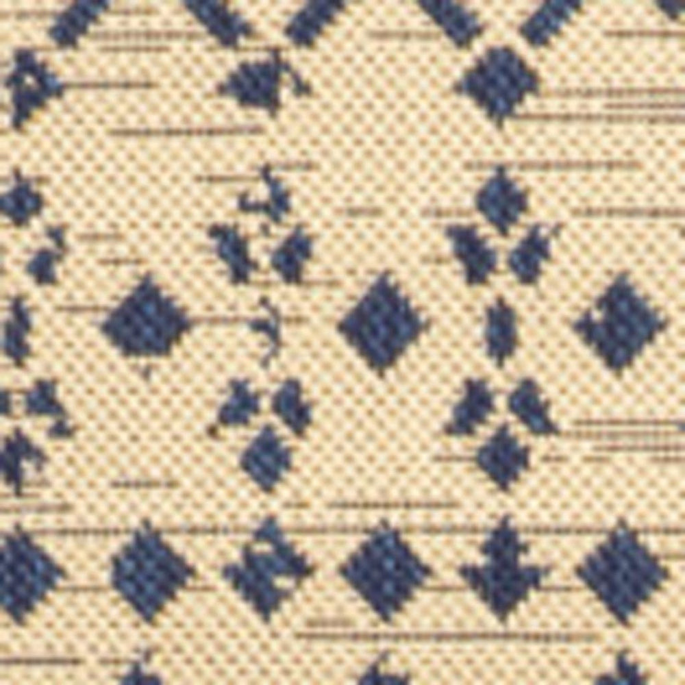 HomeRoots 6' Beige and Navy Blue Square Trellis Area Rug for Indoor/Outdoor Use - Stylish & Durable Design 704409