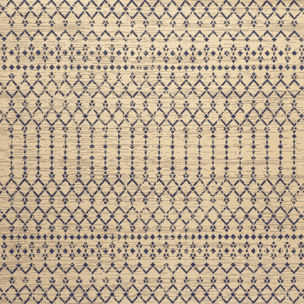 HomeRoots 6' Beige and Navy Blue Square Trellis Area Rug for Indoor/Outdoor Use - Stylish & Durable Design 704409