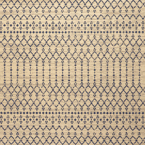 HomeRoots 9' Square Beige and Navy Blue Trellis Rug - Durable Indoor/Outdoor Design for Modern Spaces 704413