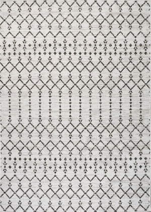 HomeRoots 10' X 14' Cream and Black Trellis Area Rug - Stylish, Durable, Indoor/Outdoor, Easy Care for Any Space 704414