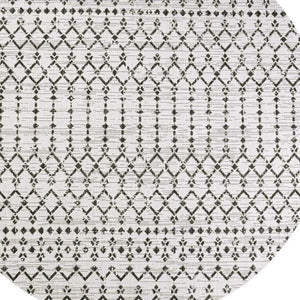 HomeRoots 6' Cream and Black Round Trellis Area Rug - Stylish, Durable, Indoor/Outdoor Decor for Any Space 704417