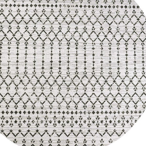 HomeRoots 8' Cream and Black Round Trellis Rug - Durable, Modern Design for Indoor & Outdoor Spaces, Easy Care 704419