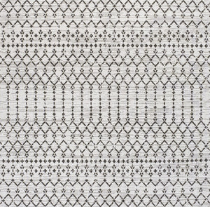 HomeRoots 8' Cream and Black Square Trellis Rug - Modern Indoor/Outdoor Area Rug for Stylish Spaces & Durability 704420