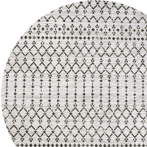 HomeRoots 9' Cream and Black Round Trellis Rug – Stylish Indoor/Outdoor Area Rug for Modern Spaces & Durability 704421