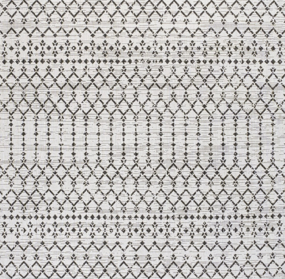 HomeRoots 9' Cream And Black Square Trellis Area Rug - Stylish Indoor/Outdoor Design for Modern Spaces 704422