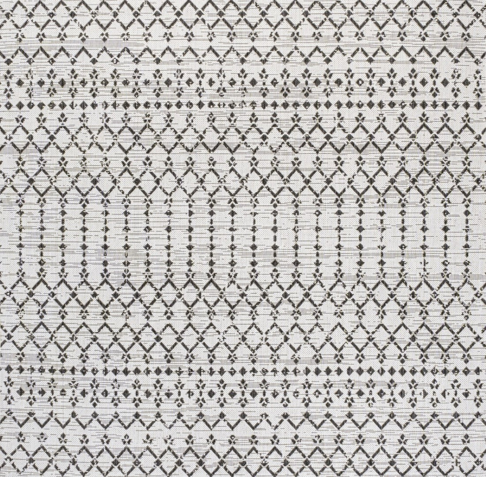 HomeRoots 9' Cream And Black Square Trellis Area Rug - Stylish Indoor/Outdoor Design for Modern Spaces 704422