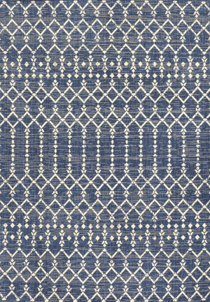 HomeRoots 10' Navy Blue and Beige Trellis Area Rug - Durable Indoor/Outdoor Style for Patios, Kitchens & More! 704423