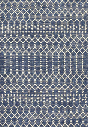 HomeRoots 10' Navy Blue and Beige Trellis Area Rug - Durable Indoor/Outdoor Style for Patios, Kitchens & More! 704423