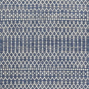 HomeRoots 8' Navy Blue and Beige Trellis Indoor/Outdoor Area Rug - Durable, Stylish, Perfect for Any Space! 704429