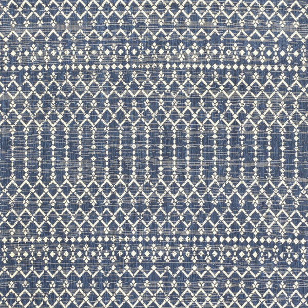HomeRoots 8' Navy Blue and Beige Trellis Indoor/Outdoor Area Rug - Durable, Stylish, Perfect for Any Space! 704429