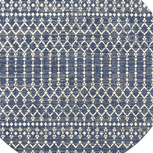 HomeRoots 9' Navy Blue Trellis Area Rug - Stylish Indoor/Outdoor Round Design for Patios, Kitchens & More! 704430