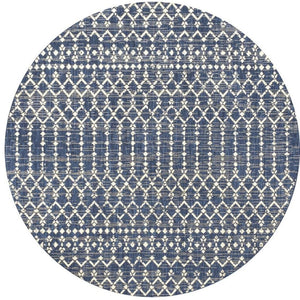 HomeRoots 9' Navy Blue Trellis Area Rug - Stylish Indoor/Outdoor Round Design for Patios, Kitchens & More! 704430