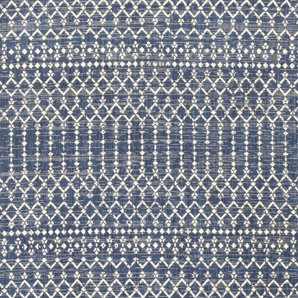 HomeRoots 9' Navy Blue & Beige Square Trellis Rug – Modern Indoor/Outdoor Accent, Durable & Weather-Resistant Design 704431