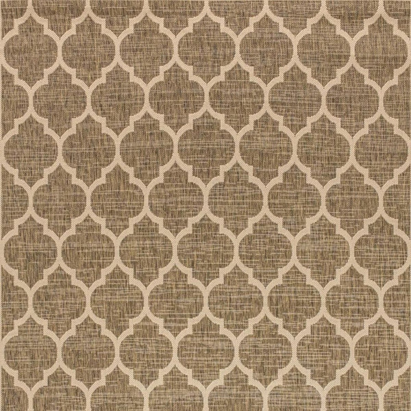 HomeRoots 10' Brown and Beige Geometric Indoor Outdoor Area Rug – Stylish, Durable, Low-Maintenance Coverage for Any Space 704432