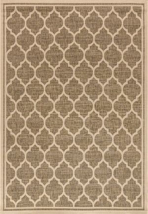 HomeRoots 10' Brown and Beige Geometric Indoor Outdoor Area Rug – Stylish, Durable, Low-Maintenance Coverage for Any Space 704432