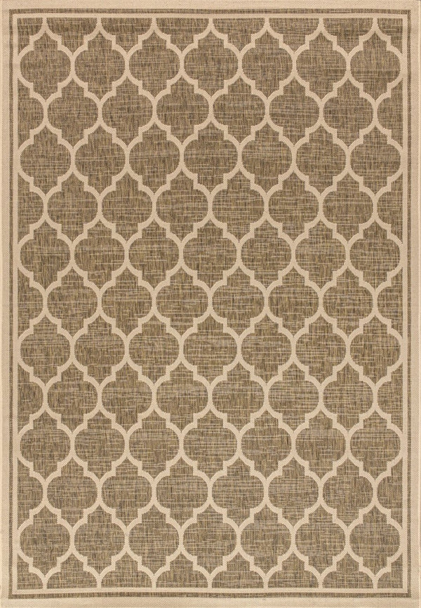HomeRoots 10' Brown and Beige Geometric Indoor Outdoor Area Rug – Stylish, Durable, Low-Maintenance Coverage for Any Space 704432