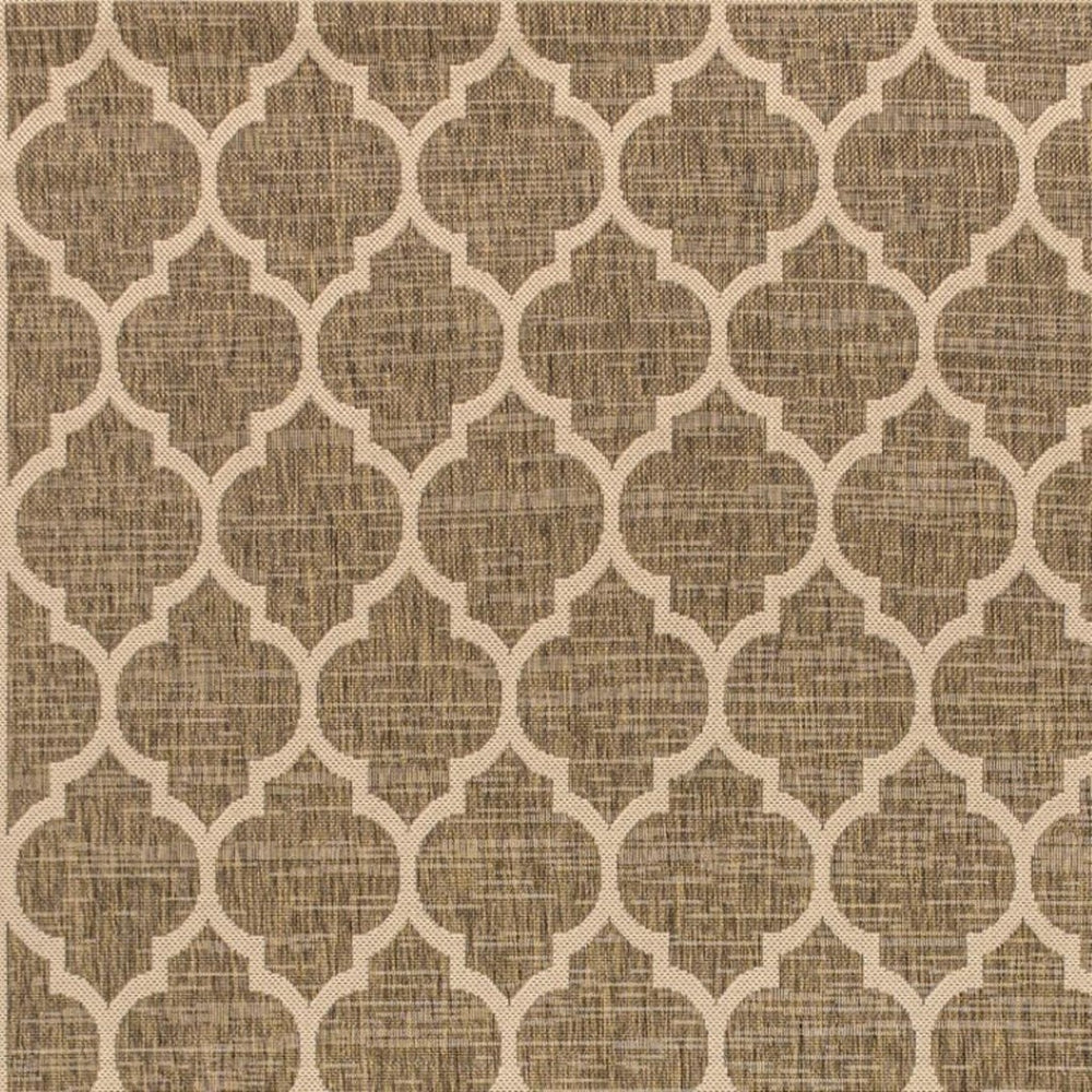 HomeRoots 6' Brown and Beige Geometric Area Rug - Stylish Indoor/Outdoor Decor for Any Space, Low-Maintenance 704433