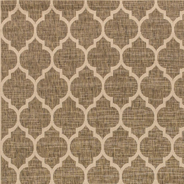HomeRoots 6' Brown and Beige Geometric Area Rug - Stylish Indoor/Outdoor Decor for Any Space, Low-Maintenance 704433