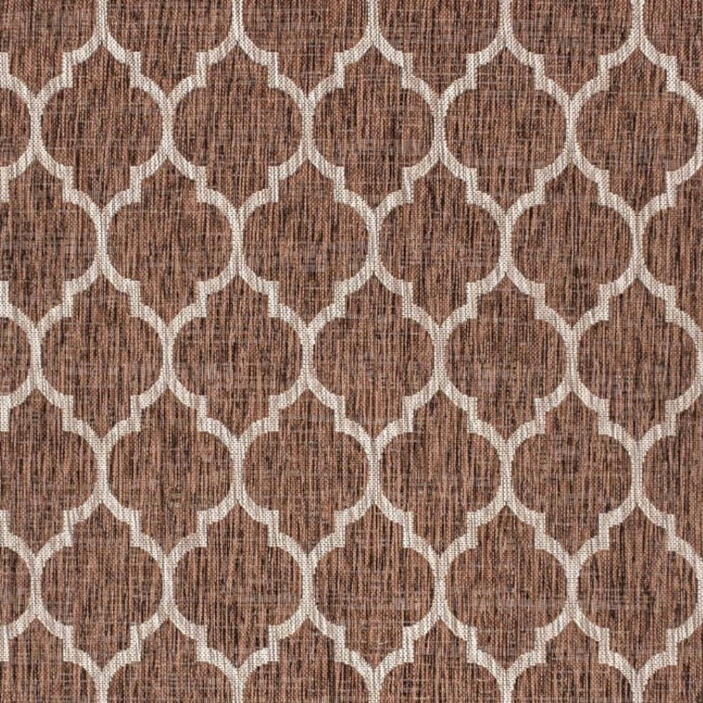 HomeRoots 10' Geometric Espresso and Taupe Area Rug - Stylish, Durable Indoor/Outdoor Foundation for Any Space 704434