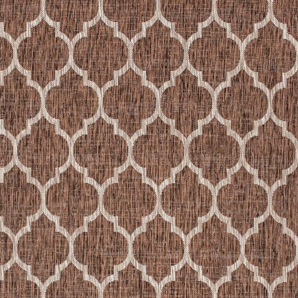 HomeRoots 10' Geometric Espresso and Taupe Area Rug - Stylish, Durable Indoor/Outdoor Foundation for Any Space 704434
