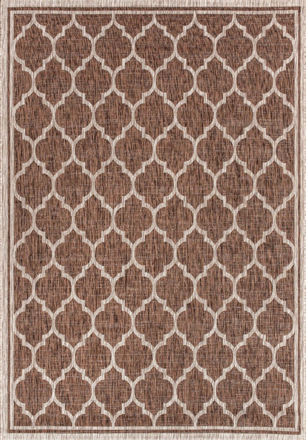 HomeRoots 10' Geometric Espresso and Taupe Area Rug - Stylish, Durable Indoor/Outdoor Foundation for Any Space 704434