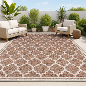 HomeRoots 10' Geometric Espresso and Taupe Area Rug - Stylish, Durable Indoor/Outdoor Foundation for Any Space 704434