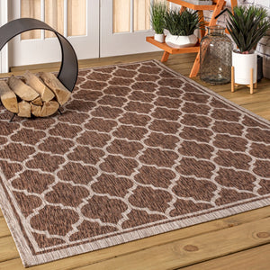 HomeRoots 10' Geometric Espresso and Taupe Area Rug - Stylish, Durable Indoor/Outdoor Foundation for Any Space 704434