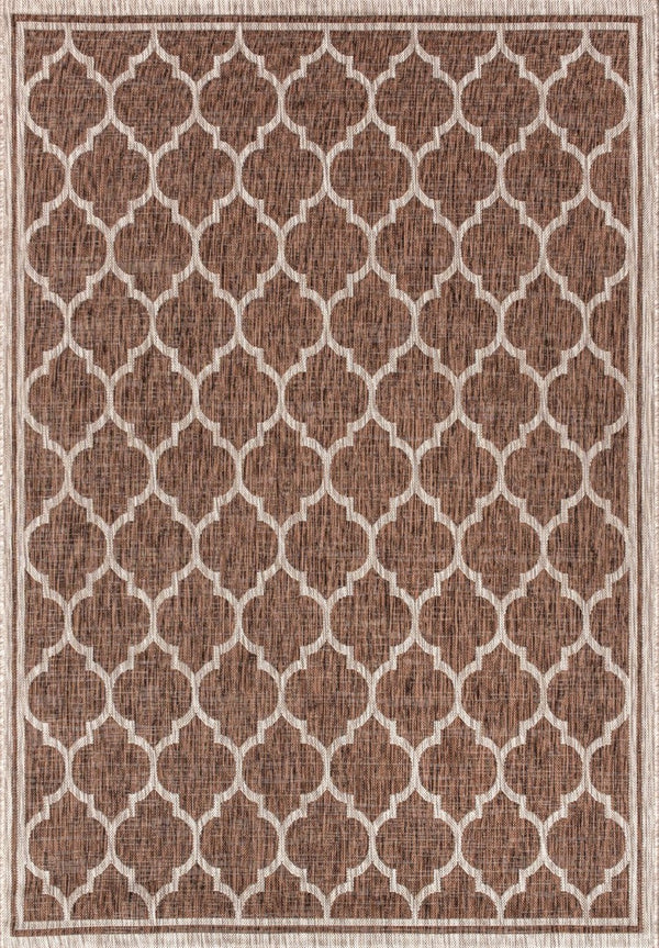 HomeRoots 10' Geometric Espresso and Taupe Area Rug - Stylish, Durable Indoor/Outdoor Foundation for Any Space 704434