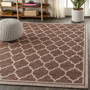 HomeRoots 10' Geometric Espresso and Taupe Area Rug - Stylish, Durable Indoor/Outdoor Foundation for Any Space 704434
