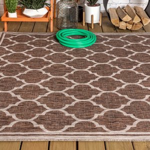 HomeRoots 10' Geometric Espresso and Taupe Area Rug - Stylish, Durable Indoor/Outdoor Foundation for Any Space 704434