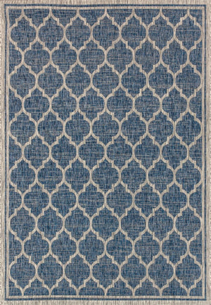 HomeRoots 10' Navy Blue and Gray Geometric Indoor Outdoor Area Rug - Stylish, Durable, and Easy Care Solution! 704438