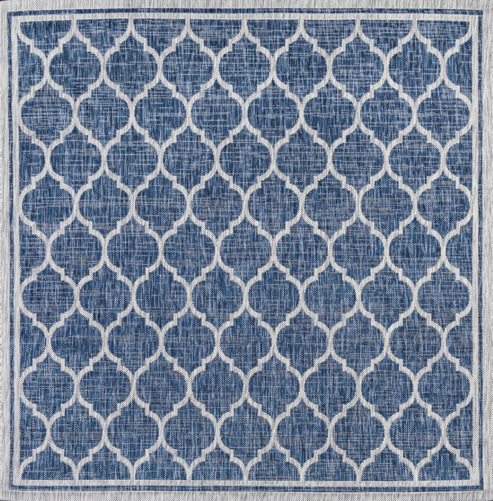 HomeRoots 6' Navy Blue and Gray Geometric Area Rug – Stylish Indoor/Outdoor Accent for Modern Spaces 704442