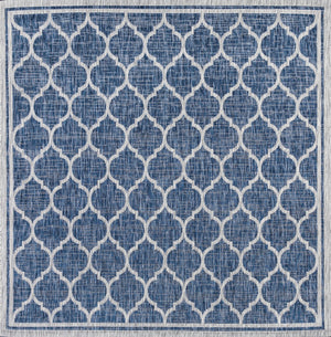 HomeRoots 6' Navy Blue and Gray Geometric Area Rug – Stylish Indoor/Outdoor Accent for Modern Spaces 704442