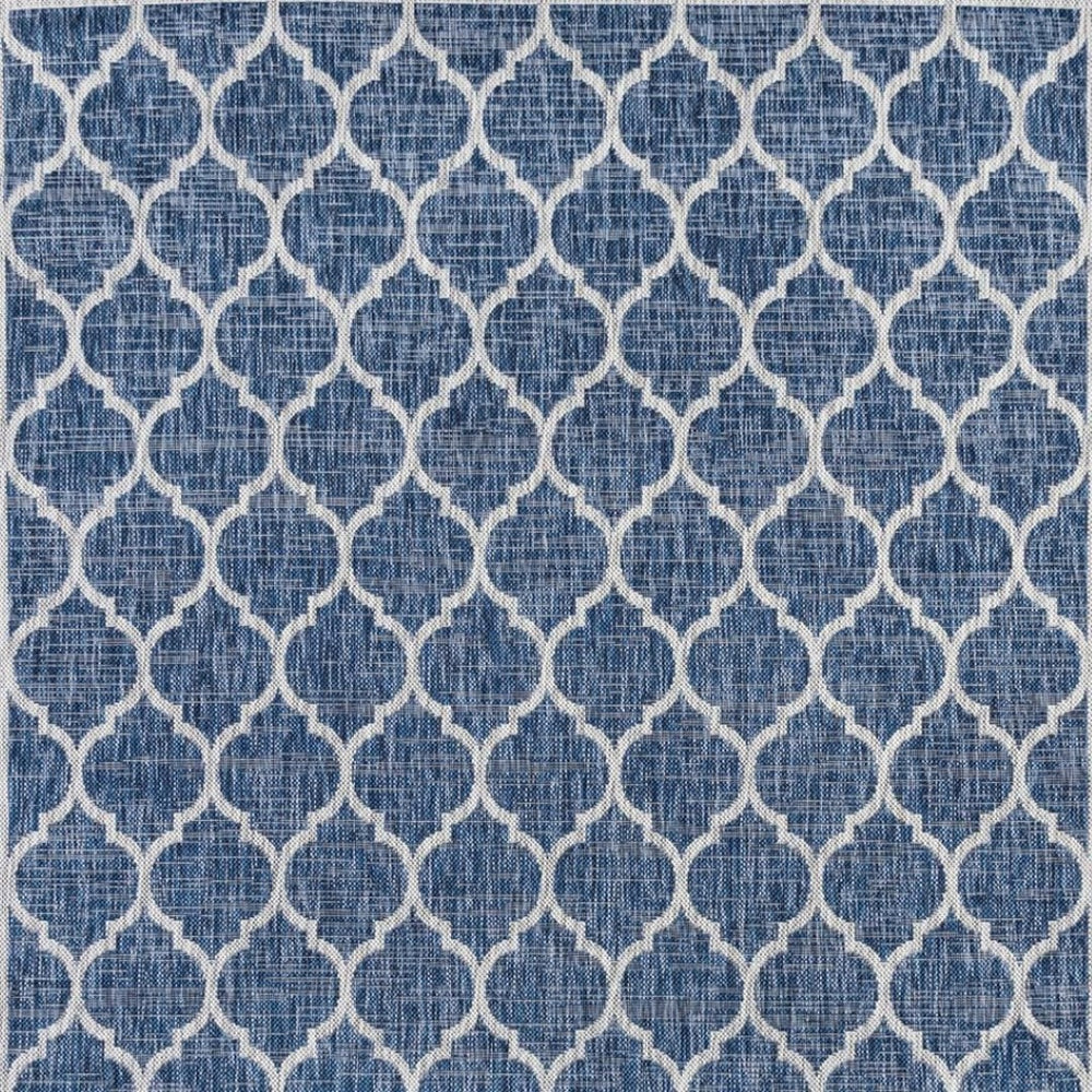 HomeRoots 8' Navy Blue & Gray Geometric Indoor-Outdoor Area Rug - Modern Design, Durable, Easy-Care Style 704444